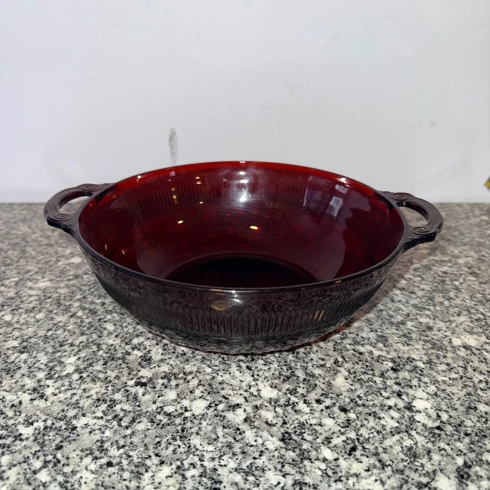 Anchor Hocking Vintage RARE Royal Ruby Glass serving dish Set of 5 Red Glass